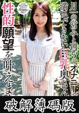 月一の営みと週5のオナニーでは満足できない巨乳奥さんの性的願望を叶えます 水音さん28歳 (破解薄碼版)